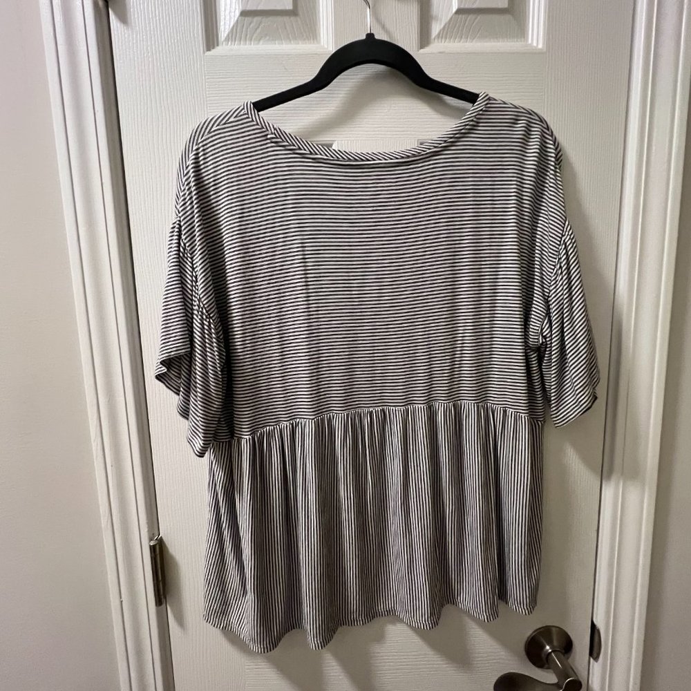 LOFT Baby-doll Style, Stripe Black and White top, Size XS